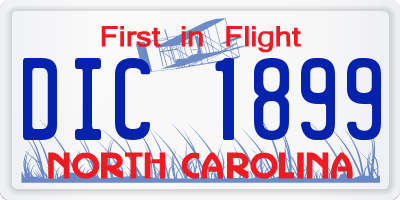 NC license plate DIC1899