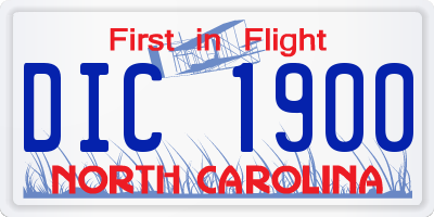 NC license plate DIC1900