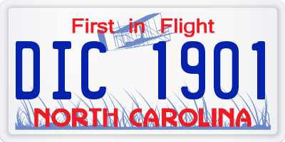 NC license plate DIC1901