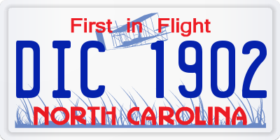 NC license plate DIC1902