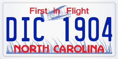 NC license plate DIC1904