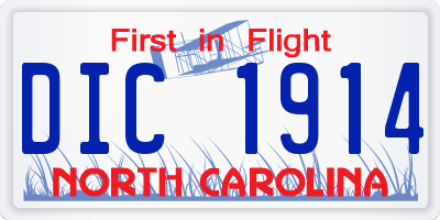 NC license plate DIC1914