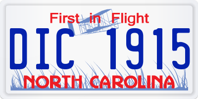 NC license plate DIC1915