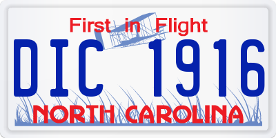 NC license plate DIC1916