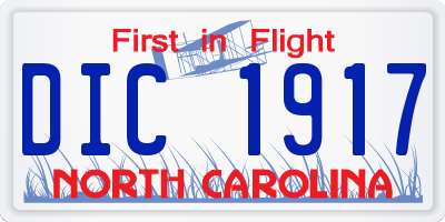 NC license plate DIC1917
