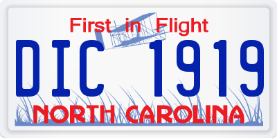 NC license plate DIC1919