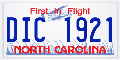NC license plate DIC1921