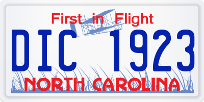 NC license plate DIC1923