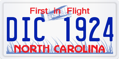 NC license plate DIC1924