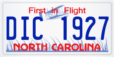 NC license plate DIC1927
