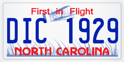 NC license plate DIC1929