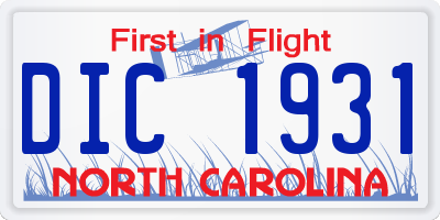 NC license plate DIC1931