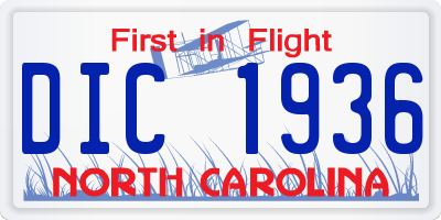 NC license plate DIC1936