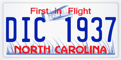 NC license plate DIC1937