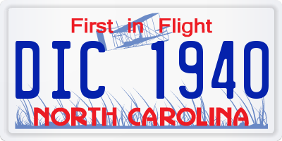 NC license plate DIC1940
