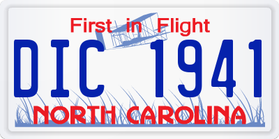 NC license plate DIC1941