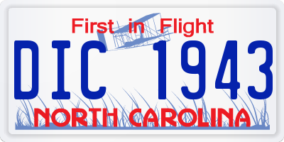 NC license plate DIC1943