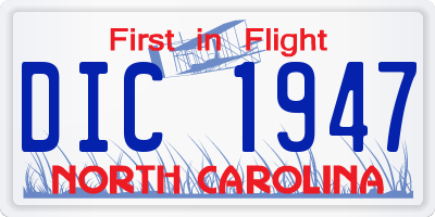 NC license plate DIC1947
