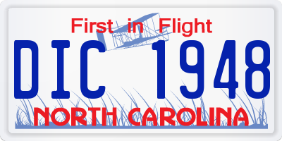 NC license plate DIC1948