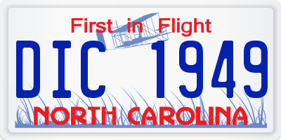 NC license plate DIC1949