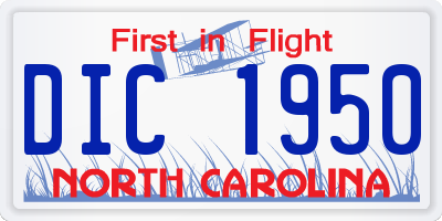 NC license plate DIC1950