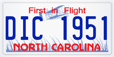 NC license plate DIC1951