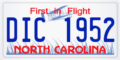 NC license plate DIC1952