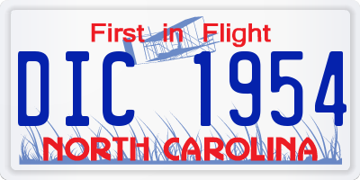NC license plate DIC1954