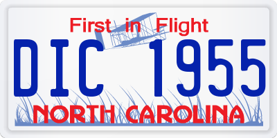 NC license plate DIC1955
