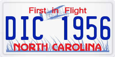 NC license plate DIC1956