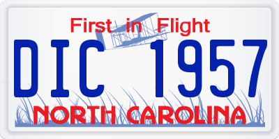 NC license plate DIC1957