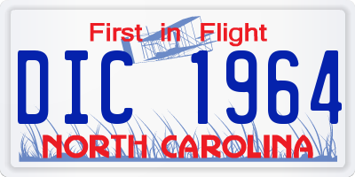 NC license plate DIC1964