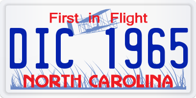 NC license plate DIC1965