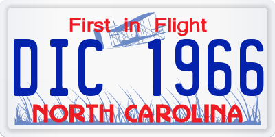 NC license plate DIC1966