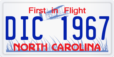 NC license plate DIC1967