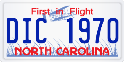 NC license plate DIC1970