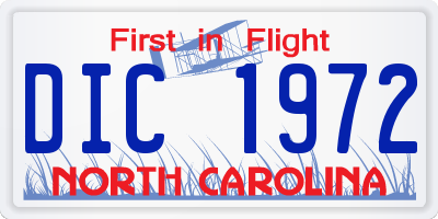NC license plate DIC1972