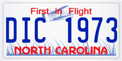 NC license plate DIC1973