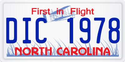 NC license plate DIC1978
