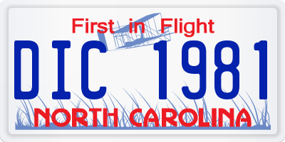 NC license plate DIC1981