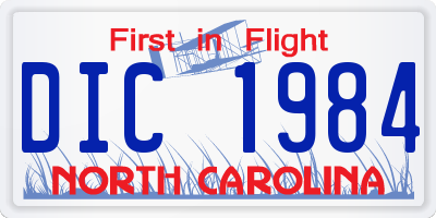 NC license plate DIC1984
