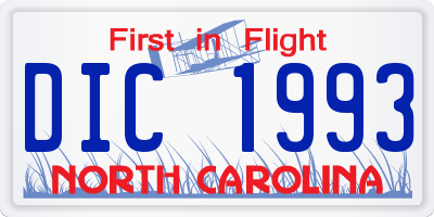 NC license plate DIC1993