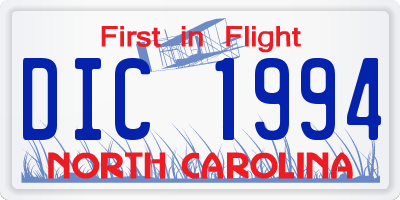NC license plate DIC1994