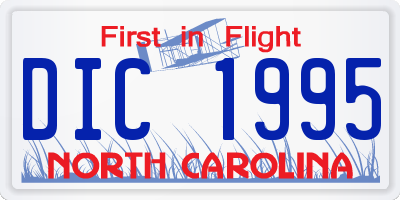 NC license plate DIC1995