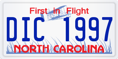 NC license plate DIC1997