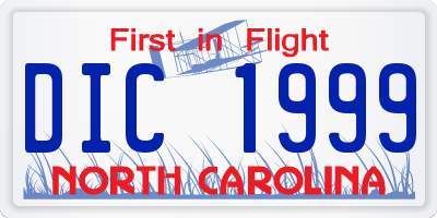 NC license plate DIC1999