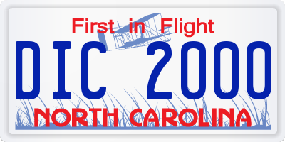 NC license plate DIC2000
