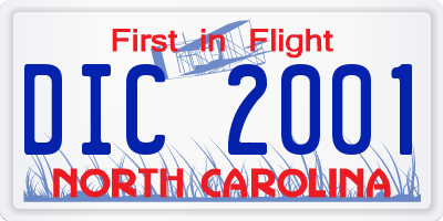 NC license plate DIC2001