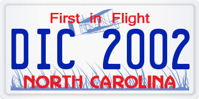 NC license plate DIC2002