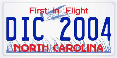 NC license plate DIC2004